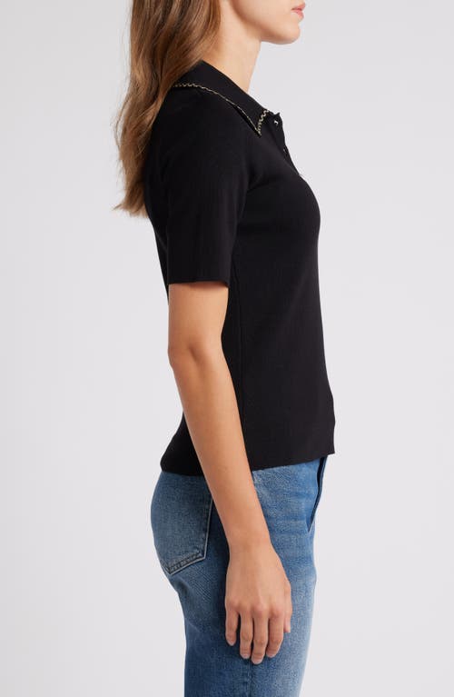 Shop Zoe And Claire Rib Polo Sweater In Black