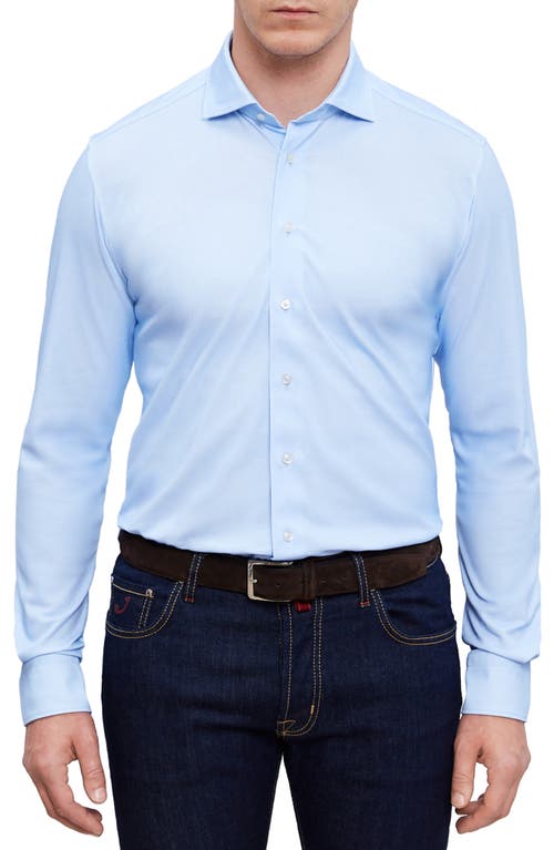 4Flex Modern Fit Knit Button-Up Shirt in Light Pastel Blue