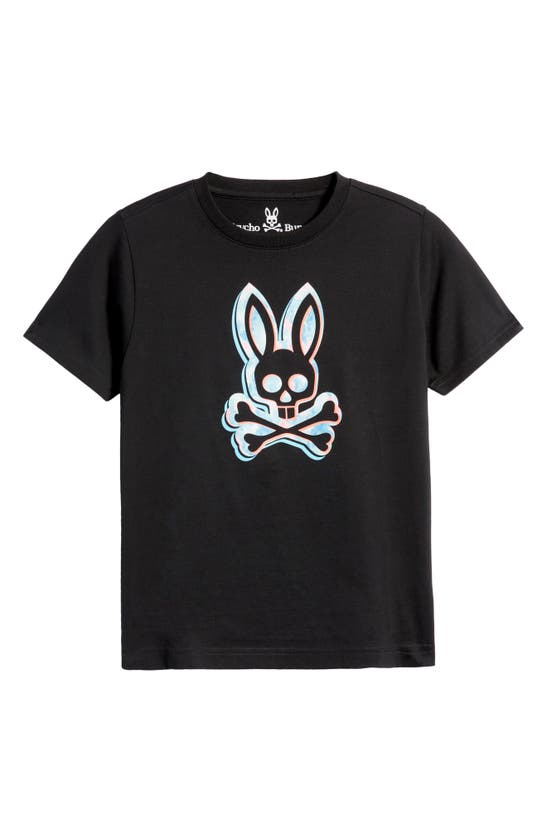 Psycho Bunny Kids' Meyer Bunny Pima Cotton Graphic Tee In Black