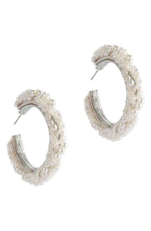 Deepa Gurnani Charisma Hoop Earrings in Ivory 