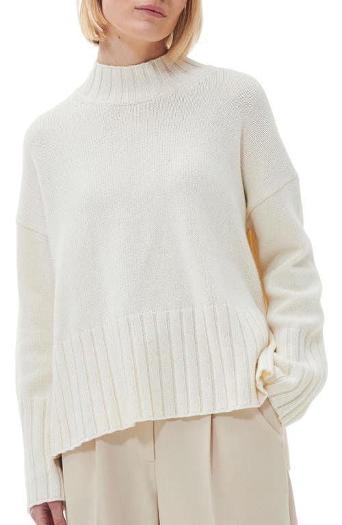 Winona Cotton & Wool Blend Funnel Neck Sweater in Antique White