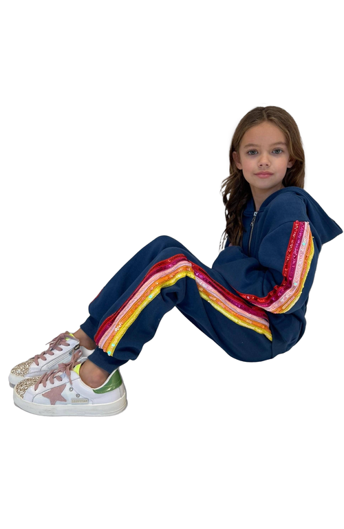 LOLA + THE BOYS LOLA + THE BOYS NAVY SEQUIN HOODIE TRACKSET