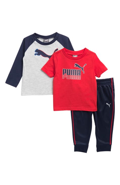 Logo Long Sleeve T-Shirt, Short Sleeve T-Shirt & Tricot Pants Set (Baby)