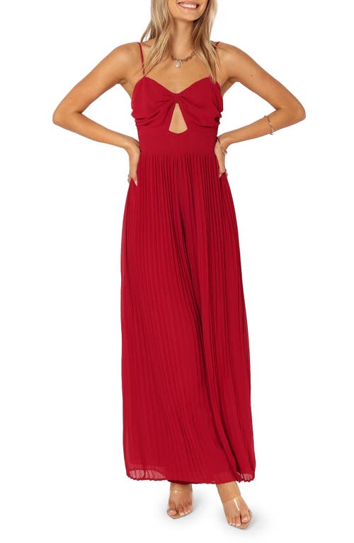 Petal & Pup Alice Pleated Wide Leg Jumpsuit Red at Nordstrom,