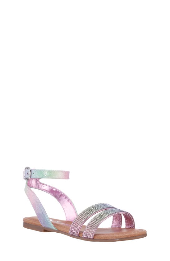 Nina Kids' Cameena Ankle Strap Sandal In Pastel Rainbow Coated Glt