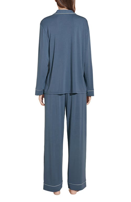 Shop Eberjey Gisele Jersey Knit Pajamas In Coastal Blue/ice Blue