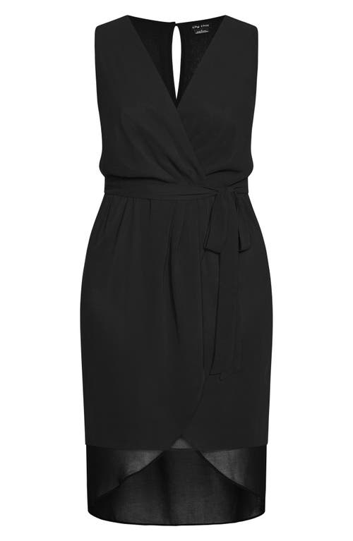 Shop City Chic Tie Belt Faux Wrap Dress In Black