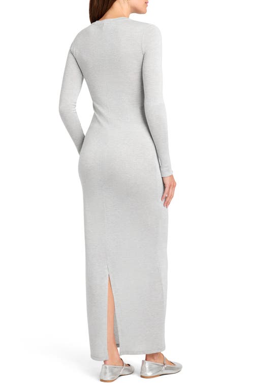 Shop Splendid Maddox Metallic Long Sleeve Knit Maxi Dress In Silver