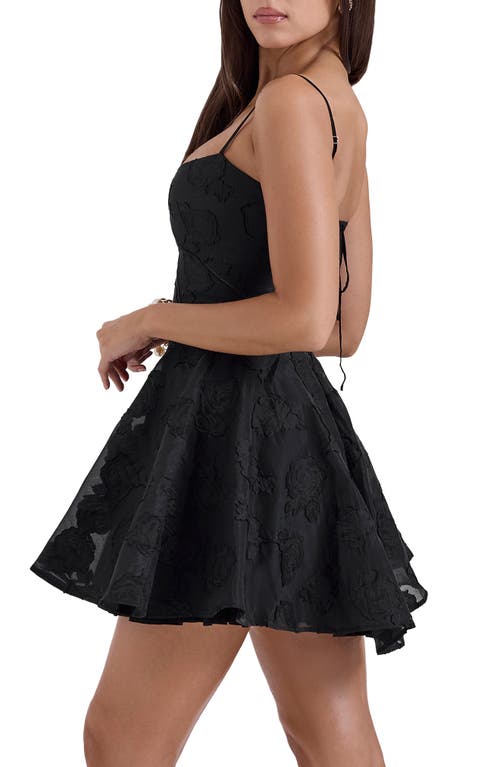 Shop House Of Cb Serenita Jacquard Fit & Flare Cocktail Minidress In Black