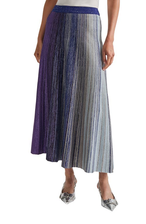 Shop Misook Shimmer Knit Flare Skirt In Starry Night Blue