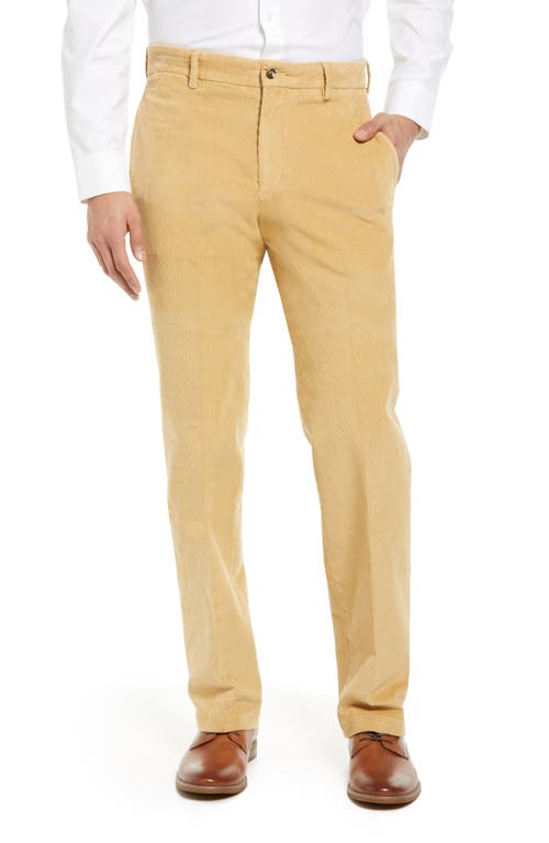 Berle Charleston Khakis Flat Front 14 Wale Stretch Corduroy Dress Pants in Tan at Nordstrom, Size 32