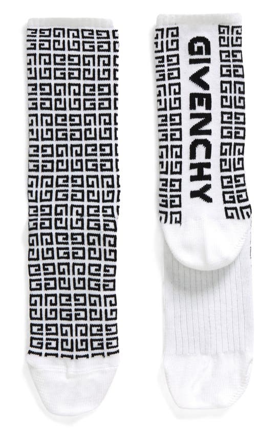 Givenchy Kids' 4g Logo Cotton Blend Socks In 10p-white