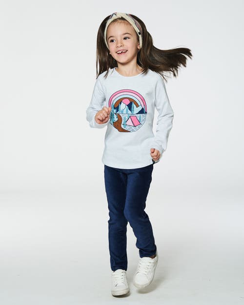 Shop Deux Par Deux Girl's Raglan Sleeve T-shirt With Print Light Blue Mix In Light Grey Mix