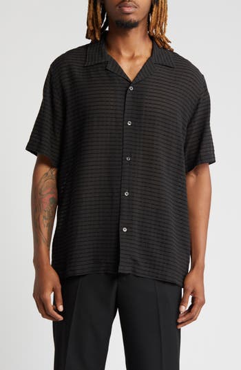 Saturdays Surf Nyc Canty Crinkled Satin Shirt In Black