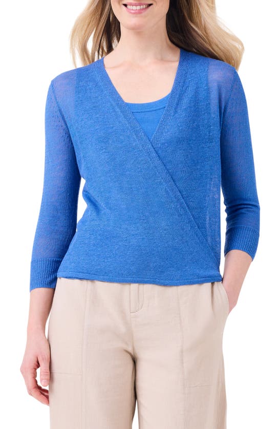 Shop Nic + Zoe 4-way Linen Blend Convertible Cardigan In True Blue