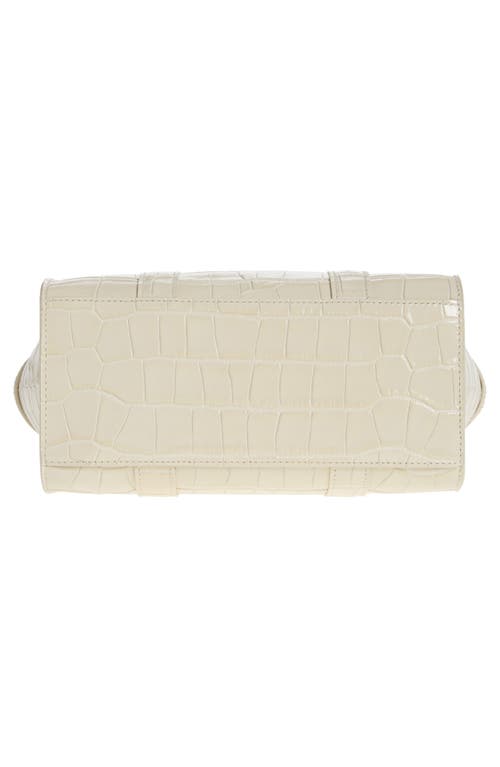 Shop Mulberry Mini Zipped Bayswater Croc Embossed Leather Satchel In Eggshell