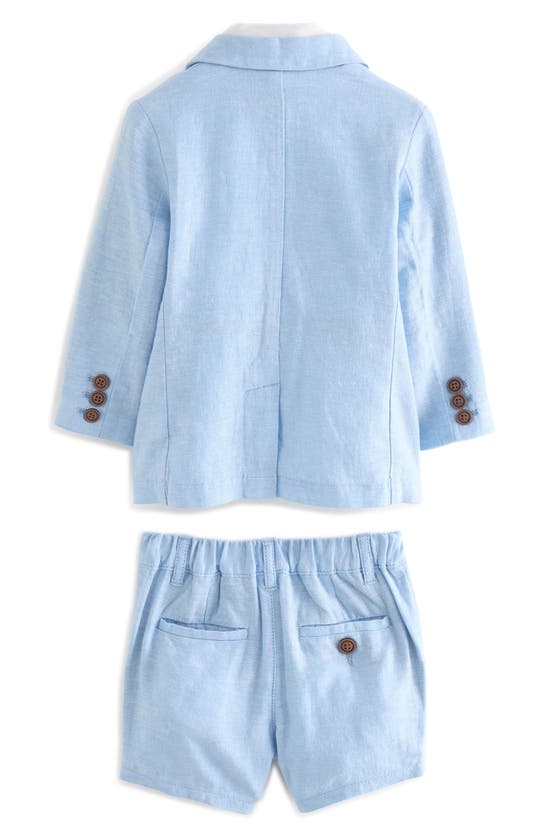 Shop Next Kids' Short Sleeve Button-up Shirt, Blazer & Shorts Suit Set In Blue