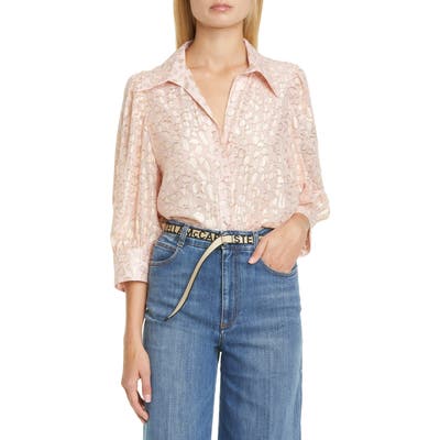 Stella Mccartney Reese Metallic Fil Coupe Dot Shirt, 6 IT - Pink