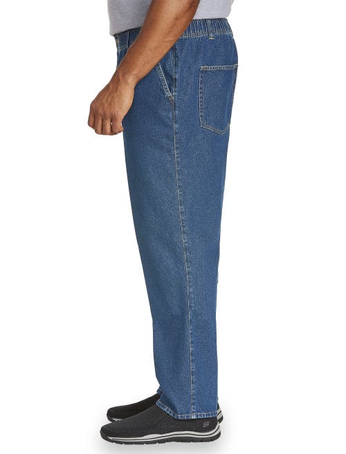 Harbor Bay By Dxl Full-elastic Waist Jeans In Med Stonewash