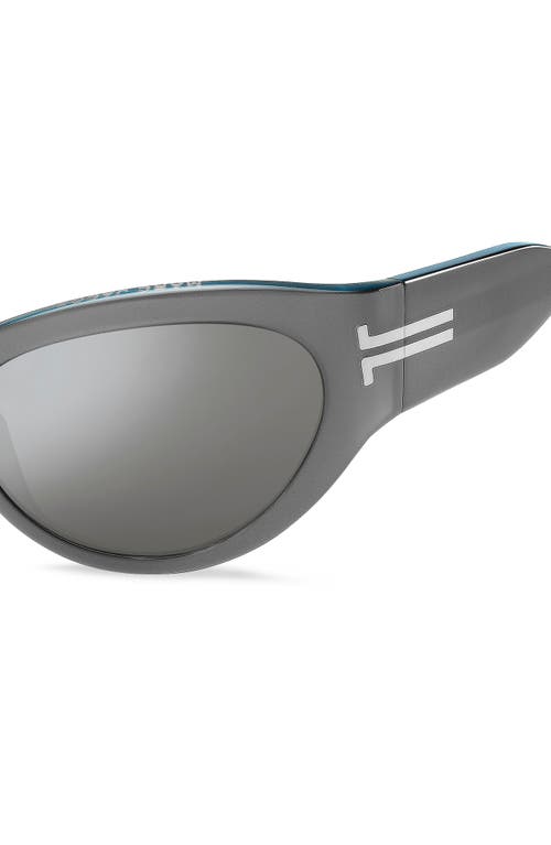 Marc Jacobs 61mm Wrap Cat Eye Sunglasses In Silver/silver Mirror