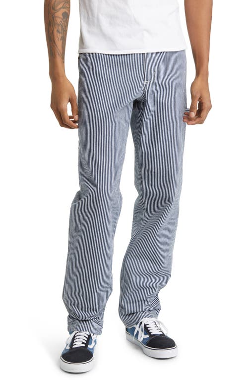 Dickies Garyville Hickory Stripe Straight Leg Carpenter Pants in Ecru/Airforce Blue at Nordstrom, Size 32 X 32