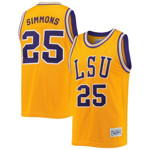 Men's Original Retro Brand Ben Simmons Gold LSU Tigers Commemorative Classic Basketball Jersey