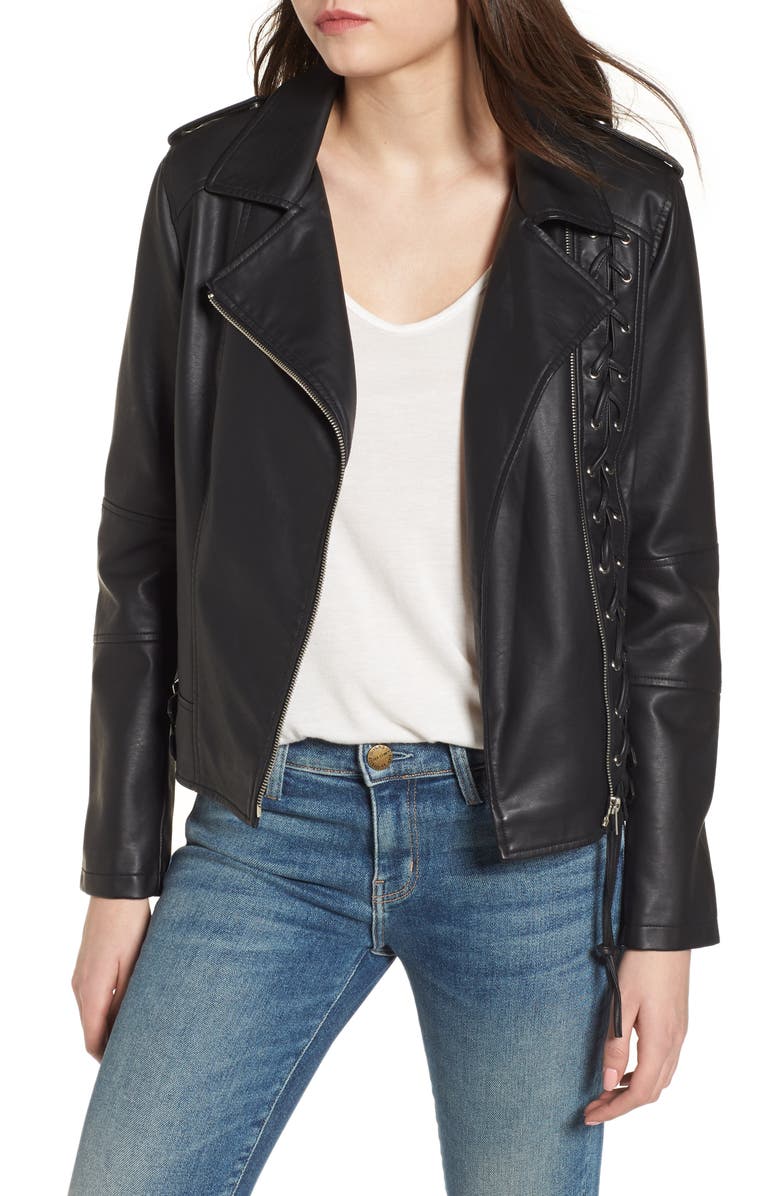 Members Only Lace-Up Faux Leather Biker Jacket | Nordstrom