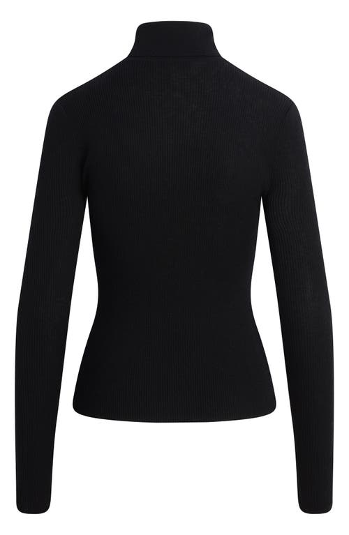Favorite Daughter Amelia Rib Merino Wool Turtleneck Top In Black