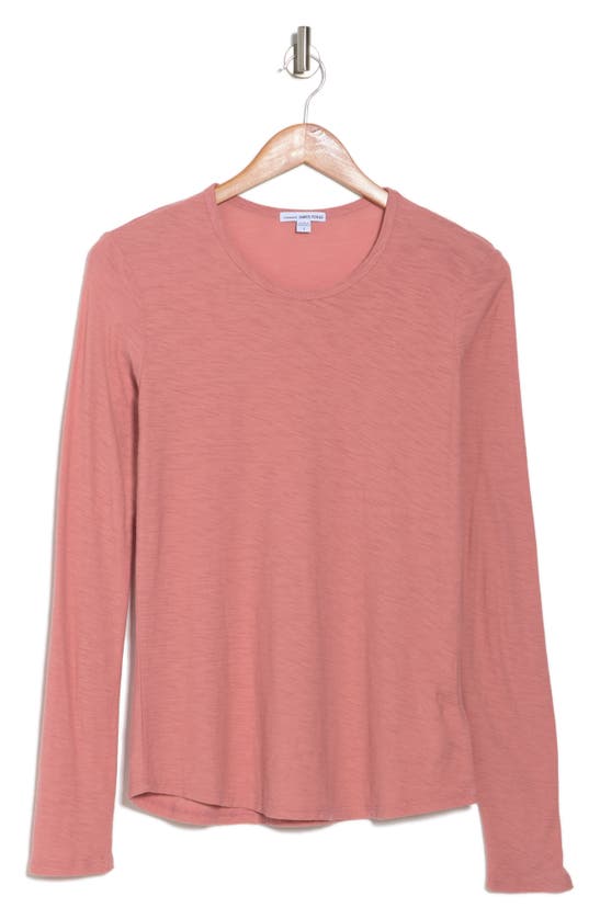 James Perse Long Sleeve Cotton Modal Blend Crew Neck T-shirt In Old Rose