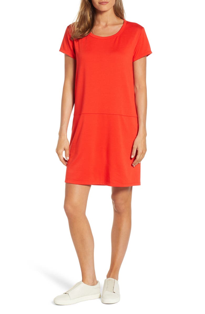 Knit Shift Dress, Main, color, RED SCARLET