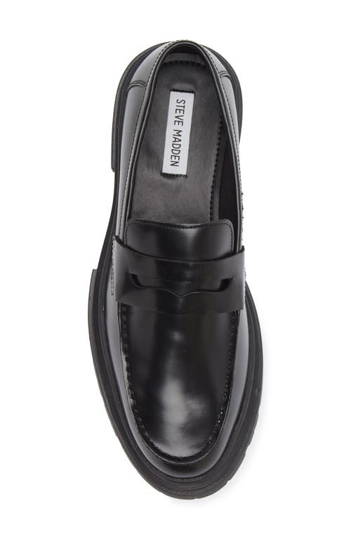 Steve Madden Zaccai Lug Sole Penny Loafer In Black