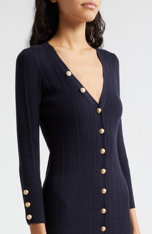 L Agence L'agence Kyra Rib Three-quarter Sleeve Sweater Dress In Midnight/gold