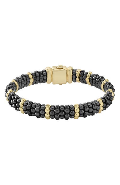Lagos Gold & Black Caviar Station Bracelet