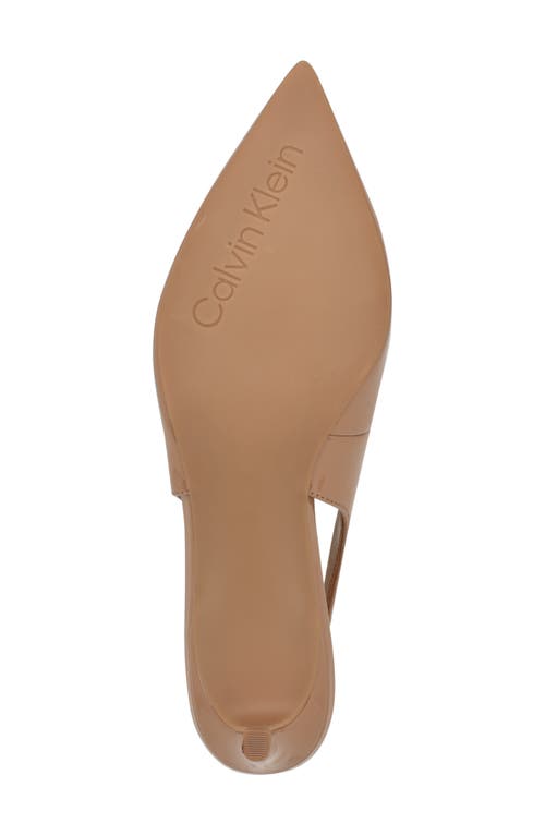 Shop Calvin Klein Dainty Kitten Heel Pointed Toe Slingback Pump In Natural
