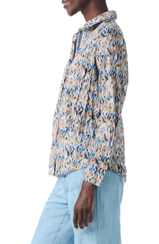 Shop Nic + Zoe Nic+zoe Up Beat Ikat Crinkle Button-up Shirt In Blue Multi