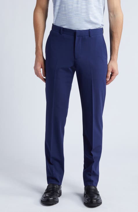 Navy blue flat-front essential Women Dress Pants