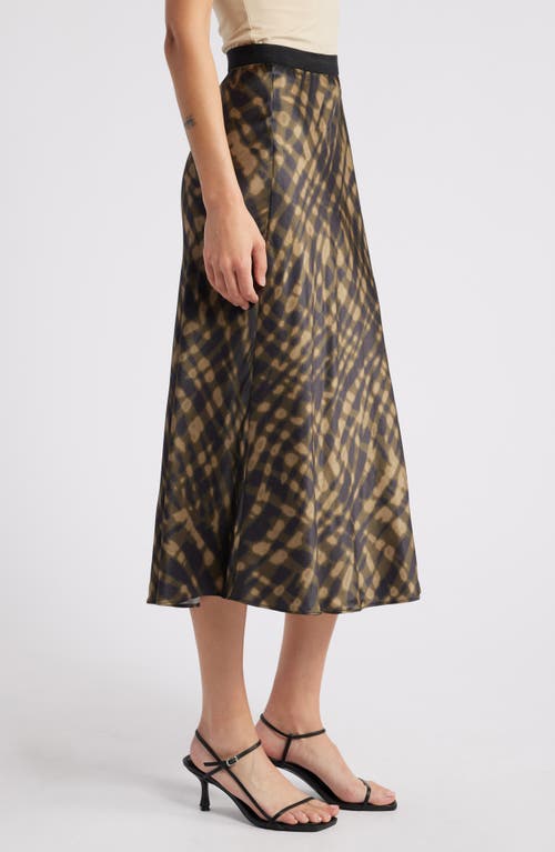 Shop Rails Berlin Abstract Print Satin Midi Skirt In Cypress