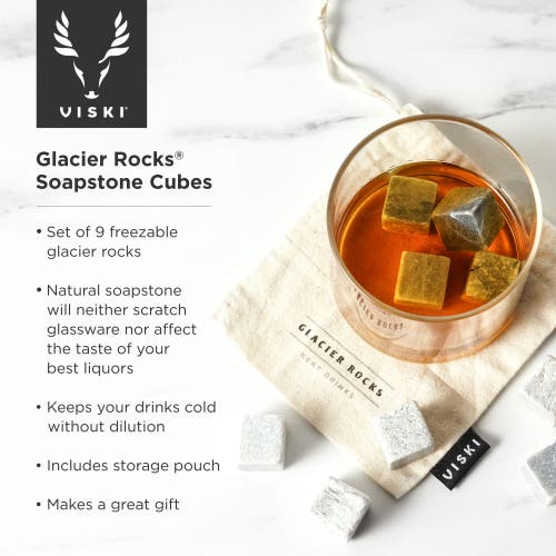 Viski Glacier Rocks Set Of 9 Soapstone Cubes In Grey