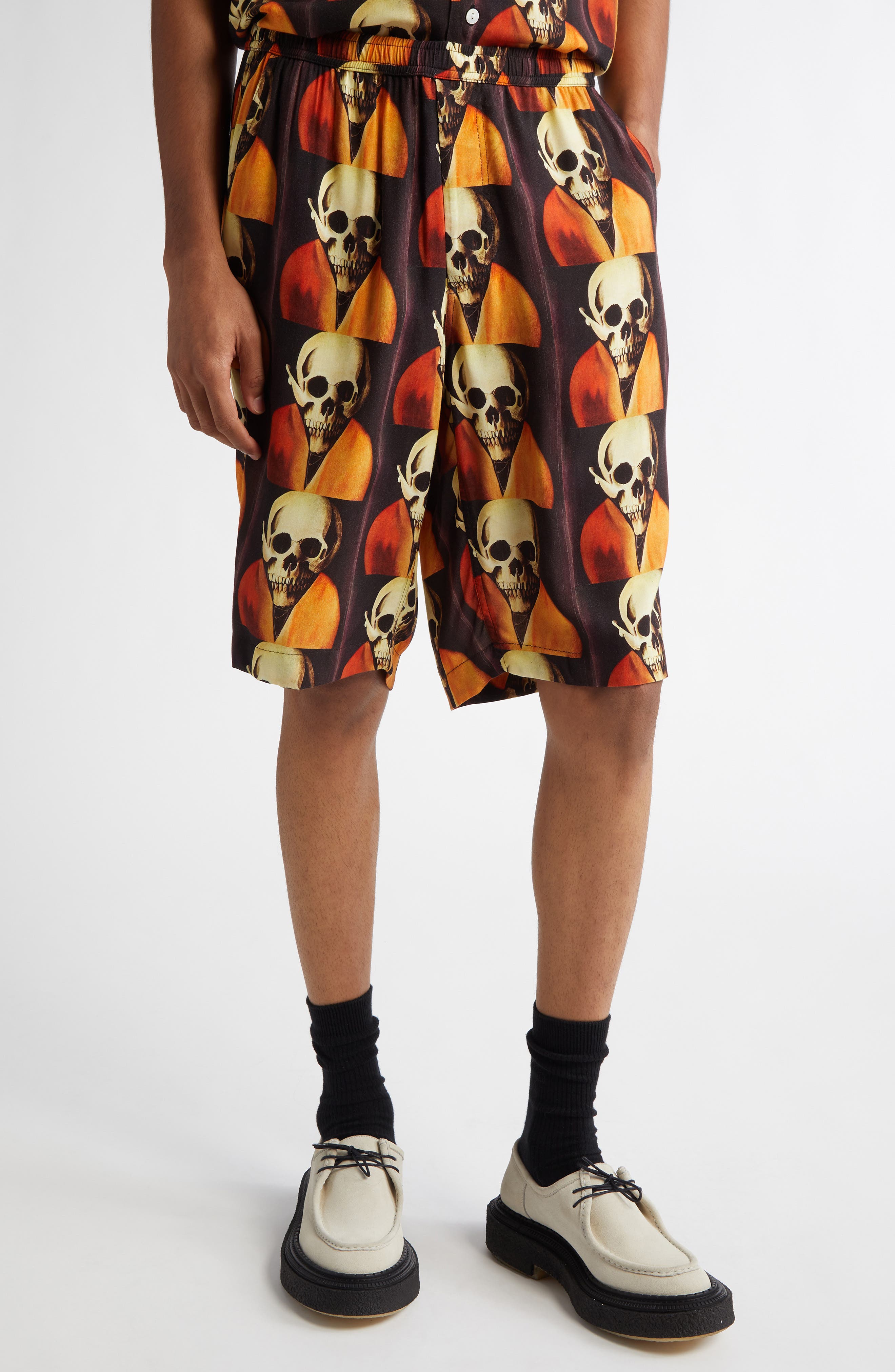 ENDLESS JOY Madarin Dream Print Board Shorts in Brown Multi 