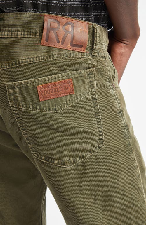 Shop Double Rl Buck Cotton Corduroy 5-pocket Pants In Olive