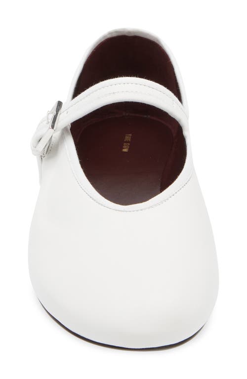 The Row Ava Square-toe Leather Mary Jane Flats In Optic White