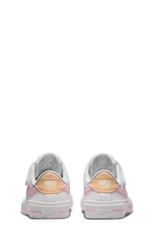 Shop Nike Kids' Court Legacy Sneaker In White/pink