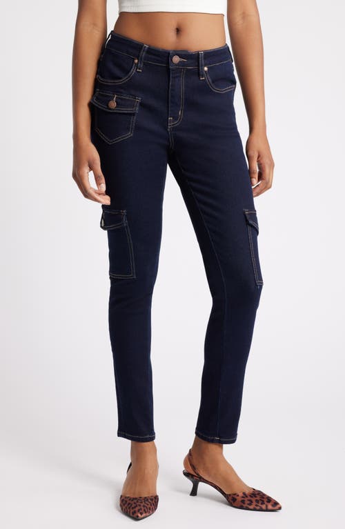 Shop Ptcl Ankle Skinny Cargo Jeans In Dark Indigo