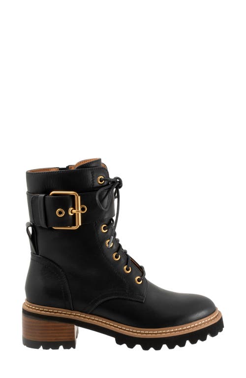 Shop Eos Footwear Line Stack Heel Work Boot In Black