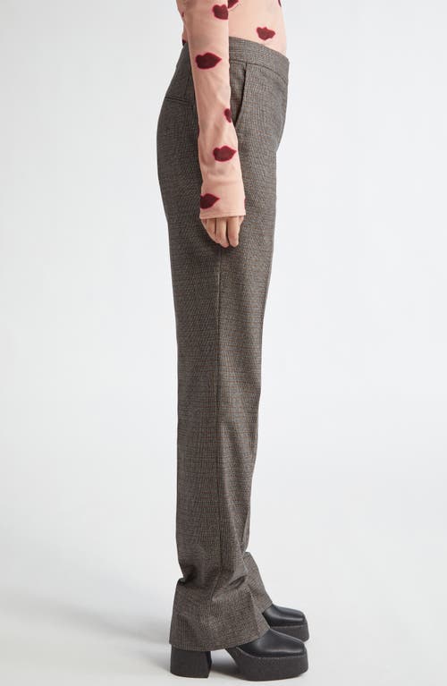 Shop Stella Mccartney Slim Fit Check Split Hem Wool Pants In Camel/grey