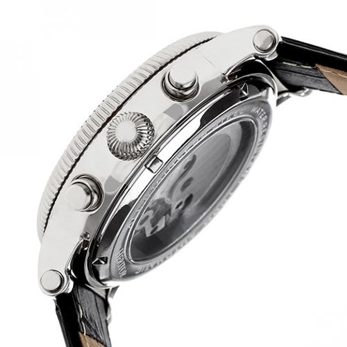 Shop Heritor Automatic Winston Semi-skeleton Leather-band Watch In Silver/black