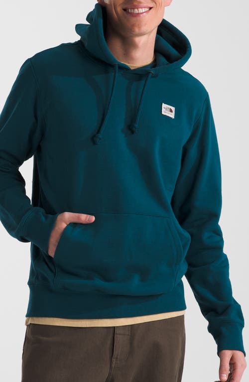 The North Face Heritage Patch Recycled Cotton Blend Hoodie In Midnight Petrol/heritage