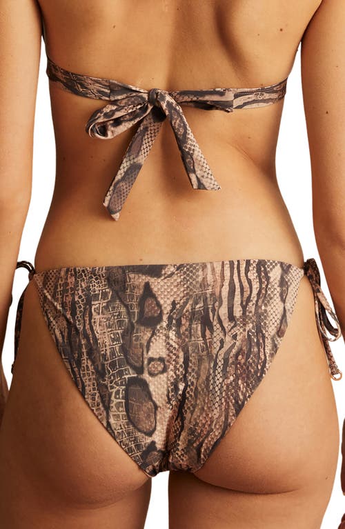 Reiss Mink Snake Print Side Tie Bikini Bottoms In Mink