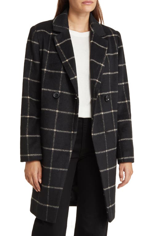 Shop Sam Edelman Windowpane Plaid Coat In Black/white