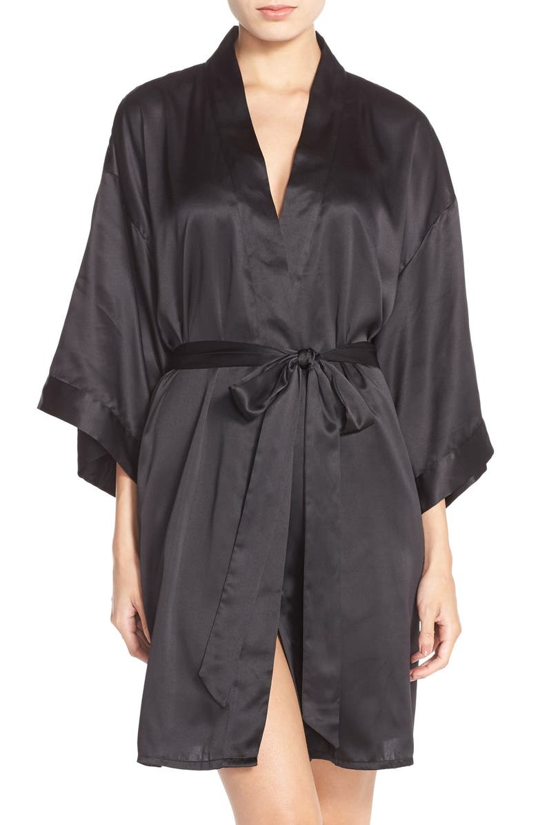 Black Bow 'Gem' Satin Robe (Plus Size) | Nordstrom